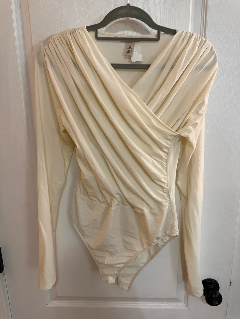 H&M Cream Wrap-Front Long Sleeve Bodysuit